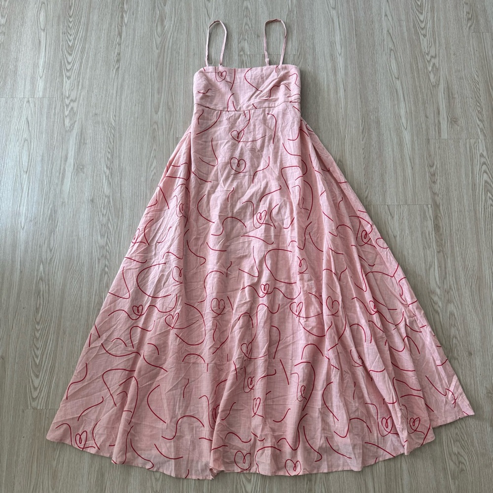 Petal & pup heart print linen style maxi dress nwot - Picture 5 of 5
